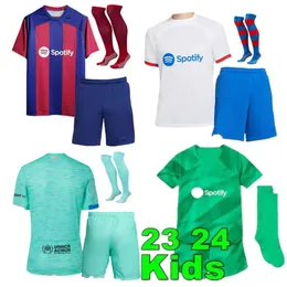 2024 New Barcelonas Kids Kits Bootball Kits Soccer Courcer 23 24 Raphinha Gavi Camiseta de Futbol Pedri Ferran Baby Football Jersey Sweatshirt