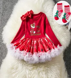 Weihnachtskostüm für Neugeborene, Mädchen, Tutu-Kleid, My First Christmas Baby-Kleidungsset, Stirnband, Weihnachtssocken, Kleidung für neugeborene Babys Y187381982