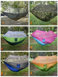 Myggnät Hammock Spring Autumn 260140cm utomhus fallskärmsdukfält camping tält trädgård camping gunga hängande bed8590254