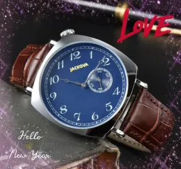 Sub Dial Working Automatic Date Men Watches Luxury Fashion Three Pins One Eye Design Clock Quartz Movement Clock äkta läderrem Armbandsur Daggåvor