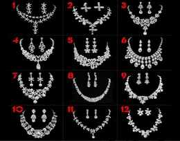 12 Stile Strass Kristall Tropfen Halskette Ohrring vergoldet Schmuckset für Hochzeit Brautschmuck5989261