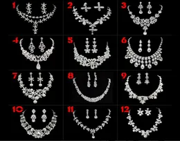 12 Stil Rhinestone Kristal Damla Kolye Küpe Kupa Takı Düğün Gelin Mücevherleri için Set 5989261