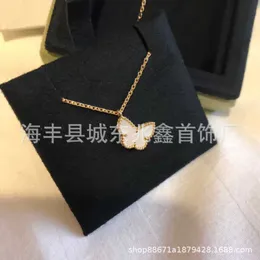 Designer Necklace VanCF Necklace Luxury Diamond Agate 18k Gold Butterfly Necklace with Thickened Chain and Rose Gold