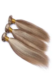 Mixed Color Brown Blonde Ombre 100 Human Hair 3Pcs Lot Brazilian Piano Color 8613 Light Brown Highlight Human Hair Weave B2862978