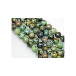 Pietra 114 pz/lotto 10mm naturale turchesi africani pietra rotonda pietre semipreziose gioielli fai da te che fanno consegna di goccia gioielli sciolti B Dhdk6