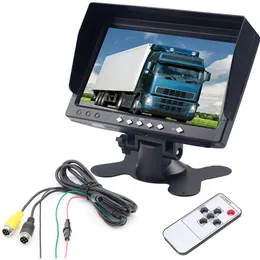 Vanxse Monitor LCD TFT de 7 polegadas 800X480 HD 2CH 4 pinos Aviação Interruptor de entrada de vídeo Display para backup de veículo Câmera traseira Câmera reversa Câmera de segurança STB Carro DV-M702H