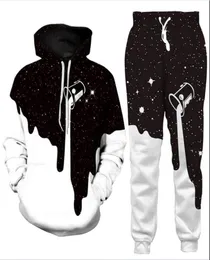 Space Galaxy Milk Dripping 3D-Druck Damen Herren Hoodie Jogger Hose Trainingsanzug Sets4552145