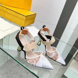 Свадебная обувь с вышивкой, женские сандалии с острым носком, женские летние модельные туфли на высоком каблуке, свадебная обувь, 2023, дышащая