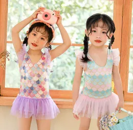 Children039s Bathing Suit Summer Lace Princess Swimsuit For 24 Year Old Baby Girls Mermaid Onepiece Swimsuit Tankinis Beach C6539474