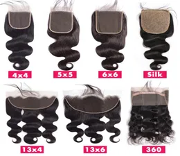 Fechamento de renda superior 4x4 5x5 6x6 13x4 13x6 360 frontal renda suíça peça de cabelo glamourosa onda corporal brasileira fechamento de cabelo humano8601958