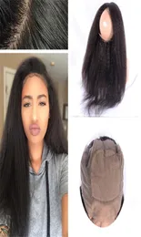 Silk Base 360 Lace Frontal Closure Indian Kinky Straight Virgin Hair Coarse Yaki Pre Plucked Silk Top 360 Lace Band Frontals6205622