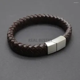 Charm Bilezikler Deri Bileklik Erkek Manyetik Kıvralı Cowhide Örgülü Sargı Moda Takı Hediyesi Pulseras Moda Masculina Bangle