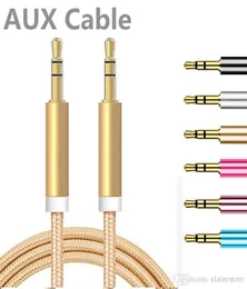 1M AUX -kabel 3ft metall Unbroken Fabric Braid Audio Aux Car Extension Cable 3 5mm Man till hane för hörlurar Högtalarens mobiltelefon5276191