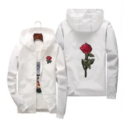 Red Rose Printed Casual Jackets Men Women Hooded Windbreaker Male Female Solid Color Embroidery Coats Asian Size S7XL4951011