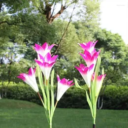 Garden Decorations Outdoor LED Solar Light RGB Tulip Flower Lamp Landscape Courtyard Lawn Waterproof Stake Insert Rose