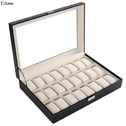 FANALA Коробка для часов из искусственной кожи, 24 сетки, чехол для часов, органайзер для хранения ювелирных изделий301k