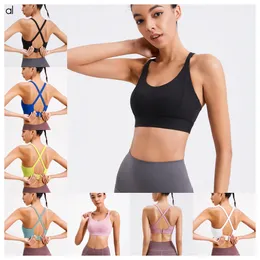 Allu Womens Summer Ring inbyggd bröstkudde Sports BH för kvinnor Gym ärmlös fiess modetank Yoga outfit Top Bras