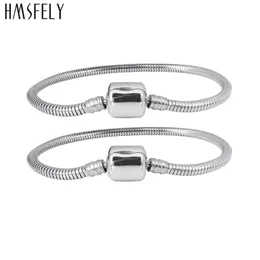 HMSFELY 316L Edelstahl Schlangenketten Armband Für Frauen DIY Charm Armbänder Zubehör Runde Kugel Schnalle 240308