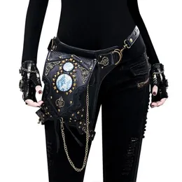 Waist Bags YourSeason Unisex Steampunk Chain Rivet Pack Multifunctional PU Leather Female Shoulder 2021 Moto Biker Belt Bag219b