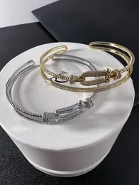 Luxury Bangle Bracelets Force Brand Designer Sterling Silver Horse Shoes Bucket Belt Double Layer Cuff Bangle For Women Jewelry With Box