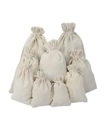 Canvas Drawstring Pouches Jewelry Bags 100 Natural Cotton Tvättfavor Holder Fashion Bag5833168