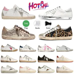 Kvinnor män gyllene goode sneakers klänning skor designer paljett snö leopard svart vitt silver läder guld glittrande smutsiga män kvinnor superstjärnor lyx plattformssko