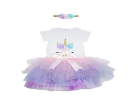 Baby Unicorn RomperTutu Юбки Наряды Лето 2021 Детский бутик одежды 324 м Младенческие девочки День рождения Одеваются 322 Y22080411