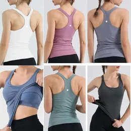 LU 2024 Senza maniche Ebb to Street Canotte Yoga Donna Vest con reggiseno imbottito Allenamento Fiess Athletic LL T-shirt sportiva