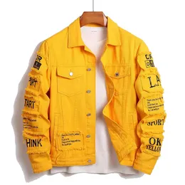 Män y2k denimjacka lappar Windbreaker Cotton Trucker Stretch Jeans Coat Cowboy vandringsbrev Motorcykel för 240227