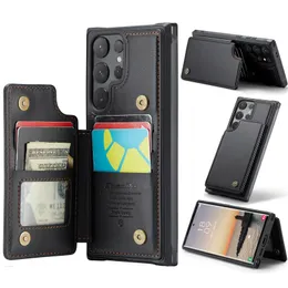 Samsung Galaxy S24 Ultra S23 S22 S21 S20 Plus Flip Stand電話カバー用のCaseme Shockproof Leather Card Holder Wallet Case