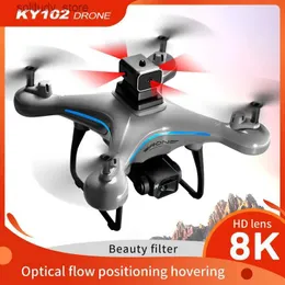 Дроны KY102 RC Drone 4K Профессиональная аэрофотосъемка с двойной камерой 360 градусов Предотвращение препятствий Оптический поток Четыре оси RC Самолет Q240308