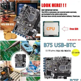 Материнские платы B75 Eth Mining Материнская плата 12 PCie-USB с процессором G540 Ddr3 4 ГБ 1600 МГц Ram Sata Rj45 Сетевая прямая доставка Dhawg