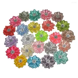 장식용 꽃 40pcs/lot 3.7cm Chiffon Flower Fabric Headband Craft 액세서리를위한 로즈 헤어 LSFB032