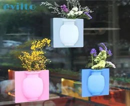 evilto Vaso appiccicoso in silicone Magic Rubber Flower Plant Vasi Contenitore di fiori per vasi da parete per ufficio Decorazione Home1836772