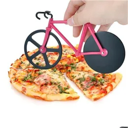 Bakning av konditoriverktyg Creative Bicycle Pizza and Cake Hobbing Cutter Tool Dual rostfritt stål Bakeware Wheel Knives bakverk Bakning för DHBJU