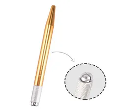 DHL Fast Aluminum alloy Permanent Makeup Eyebrow Microblading Pen Machine 3D Tattoo Manual Doule Head Pen 100pcslot2272610