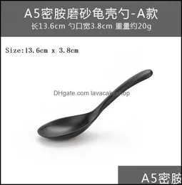 Spoons Spoons 200PcsLot Soup Spoon Black Matte Ladle Plastic Japanese Style Melamine Tableware AntiFall Tortoise Shell Lavacakes3085437