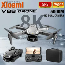 Droni Nuovo V88 Mini Drone 8k Professionale 4K HD Camera 5G / Wifi Evitamento ostacoli per fotografia aerea Flusso ottico pieghevole Quattro elicotteri Q240308