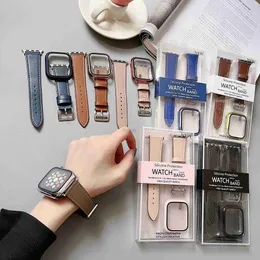 Bantlar 2in1 Set Iwatch Kapak kayışları Saat bandları İzle Band Iwatch 8 SE 7 6 3 4 5 2 1 Ultra Lüks Klasik Bantlar Leathers Spor Bilezik 240308