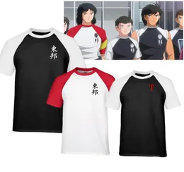 Anime t shirt kojiro hyuga serin futbol futbol fransa om kaptan tsubasa Japon anime oliver atom siyah futbol erkek kadın tshirts4813758