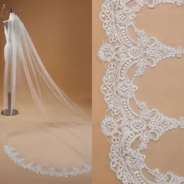 USA Stock Immediate Shipping White/Ivory Barile 3m Length 1 Layer Wedding Veil with Comb Lace Edging Cathedral Length Bridal Veil Wedding Accessories 60pcs/carton