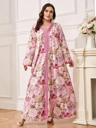 Abbigliamento etnico Donna Abiti maxi taglie forti Dubai Abito da donna turco a maniche lunghe con stampa floreale musulmana Pakistan Banchetto di moda africana