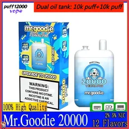 Oryginalny Mr. GOODIE 20000 Puffs Djeńcowy Vape Pen 650MAH Type-C Double Tank Double Mesh Cewka Puff 20k Urządzenie Wstępnie wypełnione 12 Smaki E Puffars Puffars