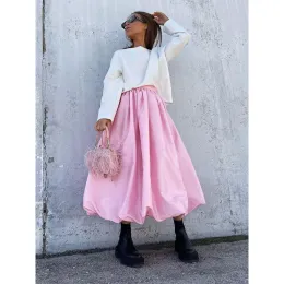 skirt 2023 new women's balloon skirt satin satin temperament design tutu skirt women's elegant luxury women's clothing Vestidos