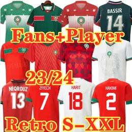 1994 1998 Retro Maroko Piłka nożna Hakimi Mazraoui amrabat Aguerd Ziyech Boufal Saiss 2023 2024 Wersja gracza koszule piłkarskie hadda mundury retro z długim rękawem