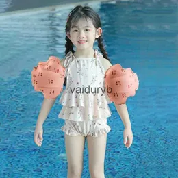 Bath Toys 1 pair of adorable childrens swimming inflatable armbands portable floating round sets pool Buoy safety arm straps equipment H240308