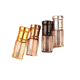 3 ml 6 ml 12 ml glas rullflaska parfym eterisk oljeflaskor anpassad guld tom åtton