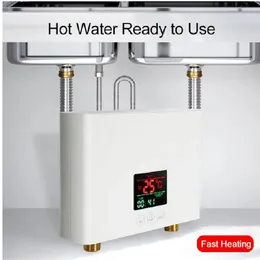 Aquecedor de água elétrico sem tanque, 5500w, banheiro, cozinha, aquecimento instantâneo, display de temperatura, chuveiro de aquecimento universal
