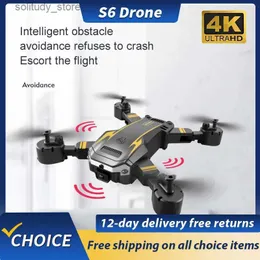 Drony S6 Drone Profesjonalne przeszkody Unikanie Wi-Fi 8k Wysokie rozwadanie podwójna kamera fotografia lotnicza RC FPV Helikopter 2,4G Q240308