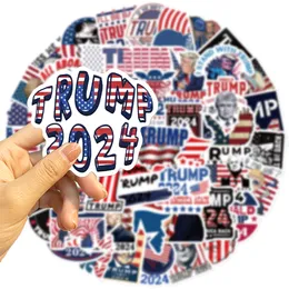 50pcs/lot 2024 President Trump Car Stickers Graffiti Decals for Luggage Guitar Cup Motorcycle Scooter Fridge Toys Skateboard Computer Tablet